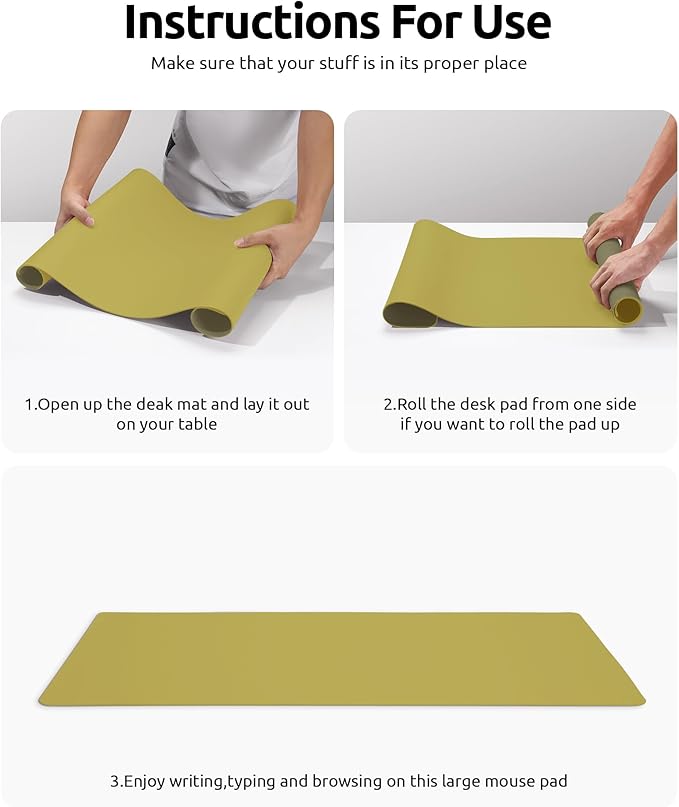 YSAGi Leather Desk Protector, Office Mat, Large Mouse Mat, Non-Slip PU Leather Blotter, Laptop Pad, Waterproof Writing Pad for Office and Home (Olive Green, 31.5" x 15.8")