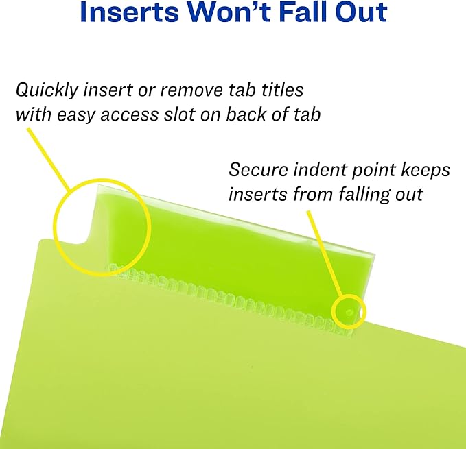 Avery Dividers for 3 Ring Binders, 8-Tab Binder Dividers, Plastic Binder Dividers, Insertable Big Tabs, Multicolor, 1 Set (11901) (Pack of 3)