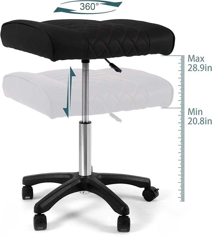 Frassie Footrest Stool Under Desk Mobile Gaming Foot Stool, Multi-use Height Adjustable Rolling Swivel Stool Heavy Duty Ergonomic Foot Stool with Wheels