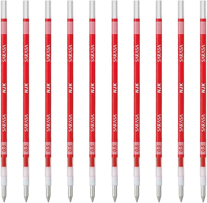 Zebra Ballpoint Pen Refill, Sarasa, NJK-0.5 Lead, Red, 10 Count BRNJK5R