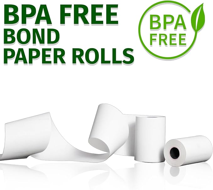 Gorilla Supply 2 1/4 in x 150 ft Bond Paper Rolls, 2.25" x 150' Adding Machine Tape, 1-Ply Receipt Paper Rolls for El-1750 1801 P23, BPA Free, 48 Rolls