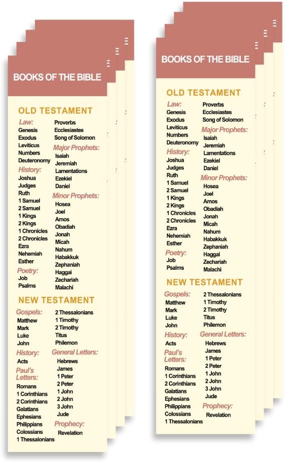 Books of The Bible Bookmarks, Christian Bookmark, Page Marker Divider, Church Bookmarks, Christian Gifts for Birthdays, Baptisms, Graduation, for All Occasions (Pack of 8)