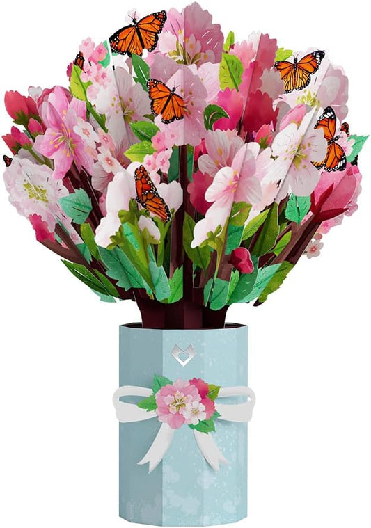 Lovepop Cherry Blossom & Butterfly Pop-Up Bouquet, 10.25 X 7.5”, Mother’s Day Paper Flower Bouquet, 3D Pop-up Paper Flower, Greeting Cards with Note Card