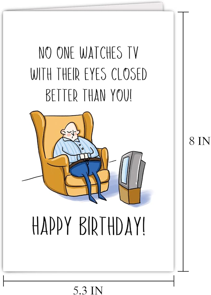 Supoeguk Funny Birthday Card for Men, Hilarious Birthday Card for Dad, Husband, Grandpa, Watches TV with Eyes Closed Card