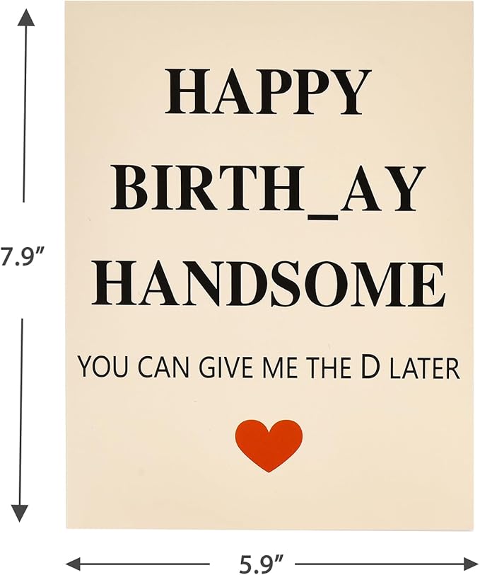 Funny Birthday Card for Husband, Humor Happy Bday Cards for Boyfriend, Naughty Birthday Card Gifts for Men Him with Envelope