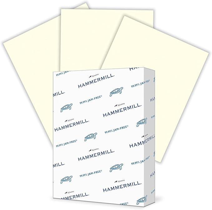 Hammermill Colored Paper, 24 lb Cream Printer Paper, 8.5 x 11-1 Ream (500 Sheets) - Made in the USA, Pastel Paper, 168060R