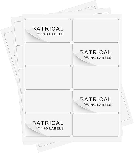 2"×4" shipping labels 1000 labels sticker paper for Laser/Ink Jet Printer mailing labels 8.5"×11" white 10 per sheet