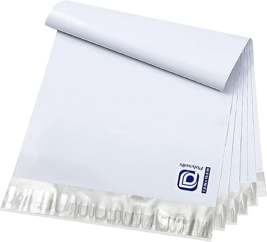 POLYSELLS 1000 pcs 7.5x10.5 Inches White x Silver Poly Mailers Shipping Envelopes, Strong Adhesive Sealing, Waterproof, and Tear-resistant Postal Mailing Bags for Clothing, Books, and Accessories