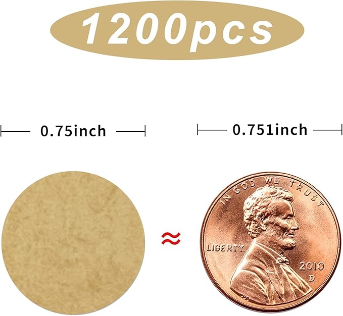 1200 Pieces 0.75 Inch Round Color Coding Label Garage Sale Stickers Blank Yard Sale Price Stickers Permanent Adhesive Dots Stickers,Easily Writable with Perforation Line (Kraft)