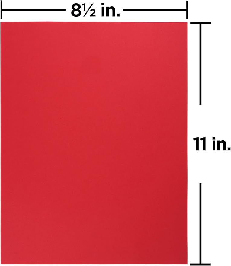 JAM PAPER Colored 24lb Paper - 90 gsm - 8.5 x 11 - Red Recycled - 50 Sheets/Pack
