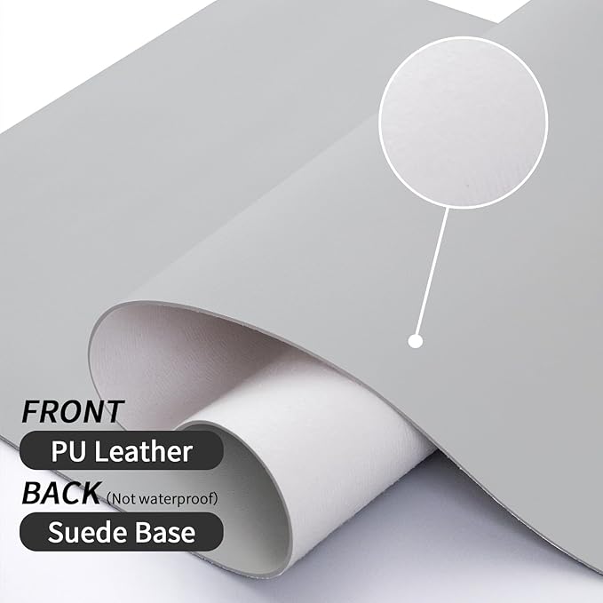 Bloss Leather Desk Pad and Keyboard Wrist Rest, Large Mouse Pad + Keyboard Pad+Mouse Wrist Support, Non-Slip Desk Mat Protector for Office, Home(31.5×15.7 Inches, Light Grey)