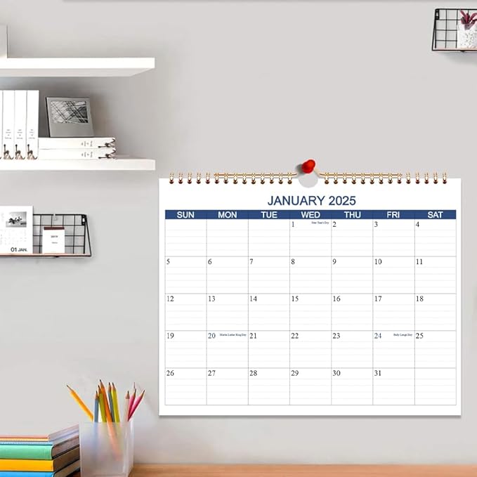 Calendar 2025-2026 - Wall Calendar Runs Jan 2025 to June 2026-18 Months Calendar Planner with Thick Paper for Planning and Organizing for Home or Office, Blue Hanging Calendar, 8.5 x 11 Inches