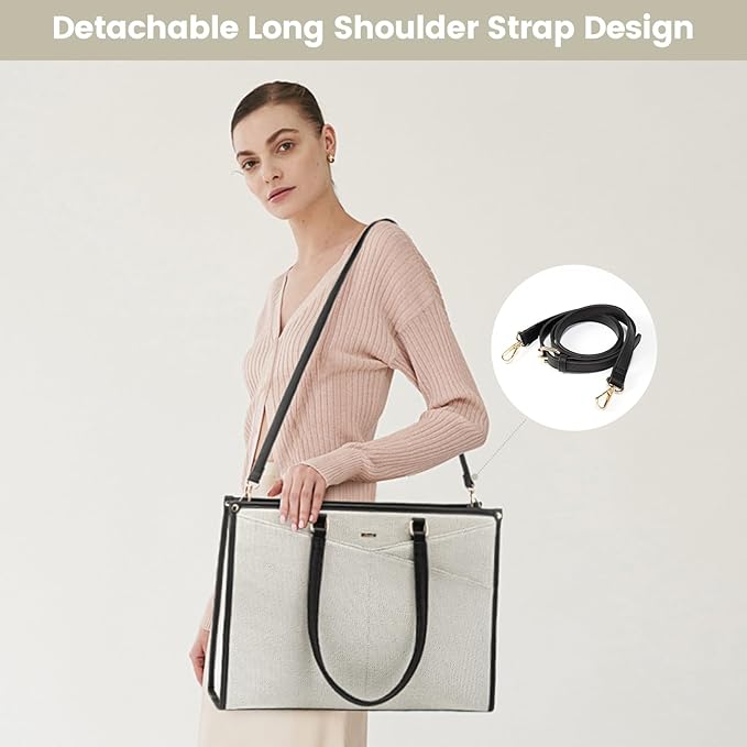 LOVEVOOK Laptop Bag for Women, 15.6 inch Laptop Tote Work Bag Cancas Casual Handbag for Travel Lightweight Shoulder Bag,Jacquard