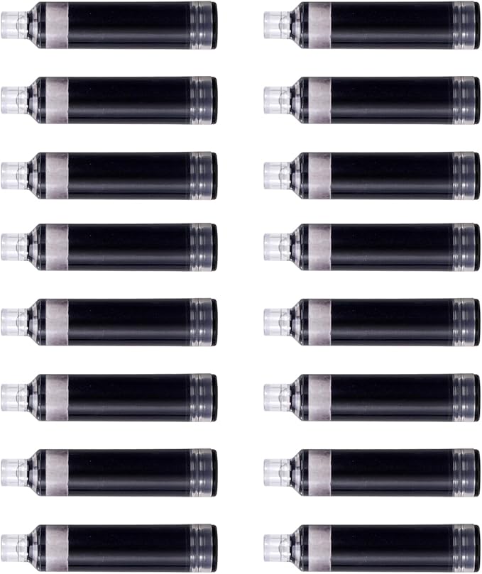 WRITECH Black Ink Cartridge Set: 16 Ink Cartridges Clictek Fountain Pens