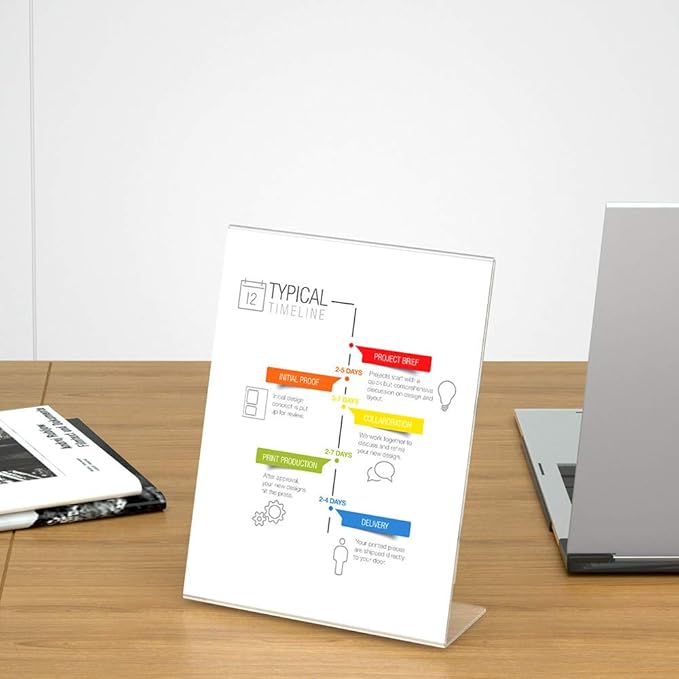 NIUBEE Acrylic Sign Holder 8.5 x 11 Inches Slanted Back, Clear Plastic Sign Holder Paper Display Table Stand for Office, Store, Restaurant (20 Pack)