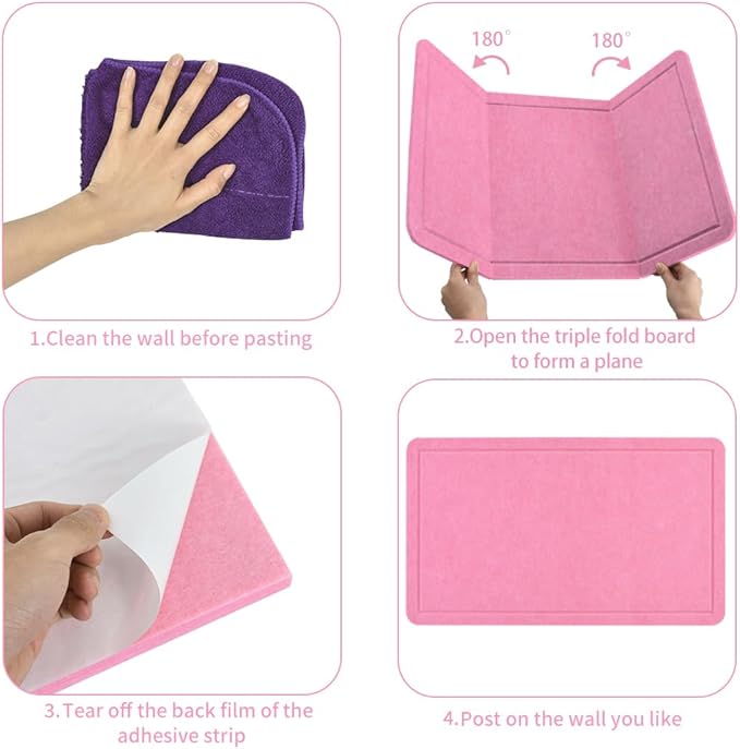 Vuzvuv Pink 28"x16" Large Cork Board with 50 Push Pins & Sticky Notes, Self-Adhesive Bulletin Board No Damage for Wall, Felt Pin Board for Paste Notes, Photos, Schedules Offices Home