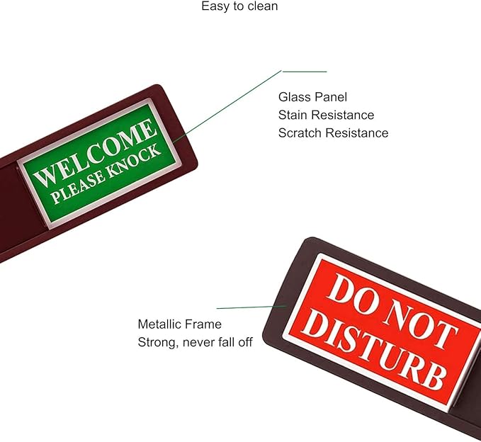 Privacy Sign - Do Not Disturb/Welcome Sign for Home Office Restroom Conference Hotel Hospital, Non-Scratch Magnetic Slider Door Indicator Sign Whether Room Vacant or Occupied (Black)