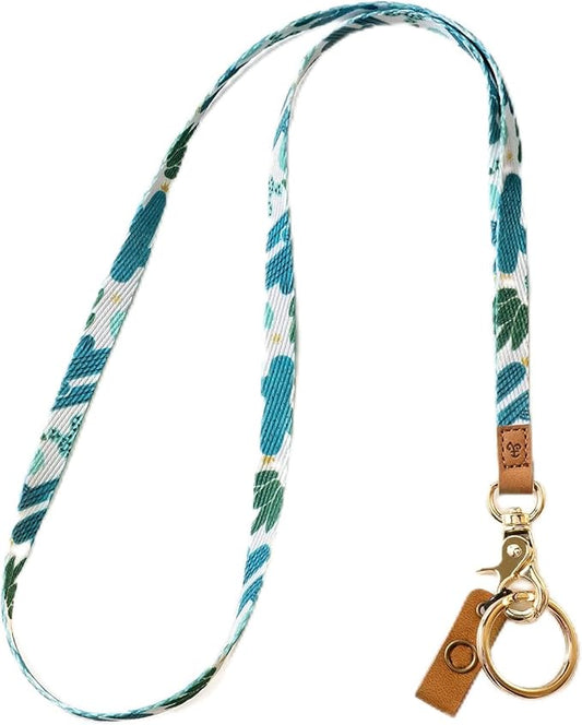 MNGARISTA Neck Lanyard for Keys, Floral Key Lanyard for Women, Durable ID Lanyards with Keyring and Clasp for ID Badges, School ID or Wallets, Cactus