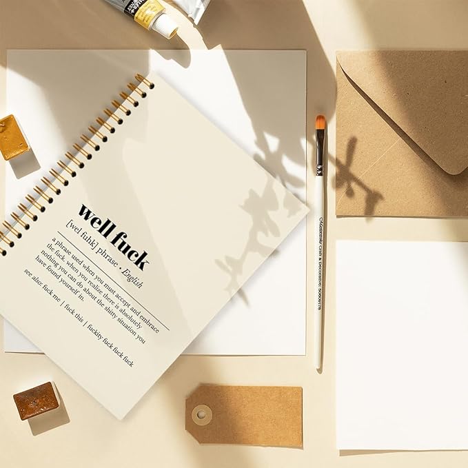 Tizzer Funny Well F Definition Lined Hardcover College Ruled Spiral Notebook Journal for Work Notes Journaling 5.5×8.3 Inch,Sympathy Gifts for Bad Day,Loss Job,Pet Loss,Breakups,Condolence (Beige)