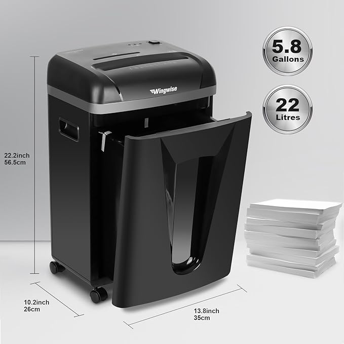 P-5 High-Security Micro-Cut Shredder (2x12mm, 58dB) – 9 Sheets, 2.4m/min, Shreds CDs/Credit Cards, 5.8Gal Bin for Home/Office