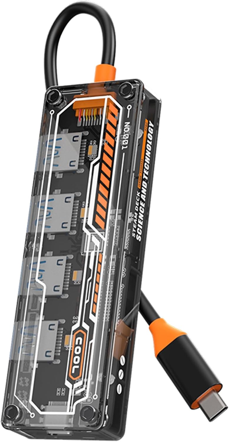 4 Ports Multi-Port USB 3.0 Hub, USB Type C to USB 3.0 4-in-1 Hub Adapter Station with a USB C Power Port for Laptop, Flash Drive, Keyboard, Mouse, Transfer Rate tp to 5Gbps