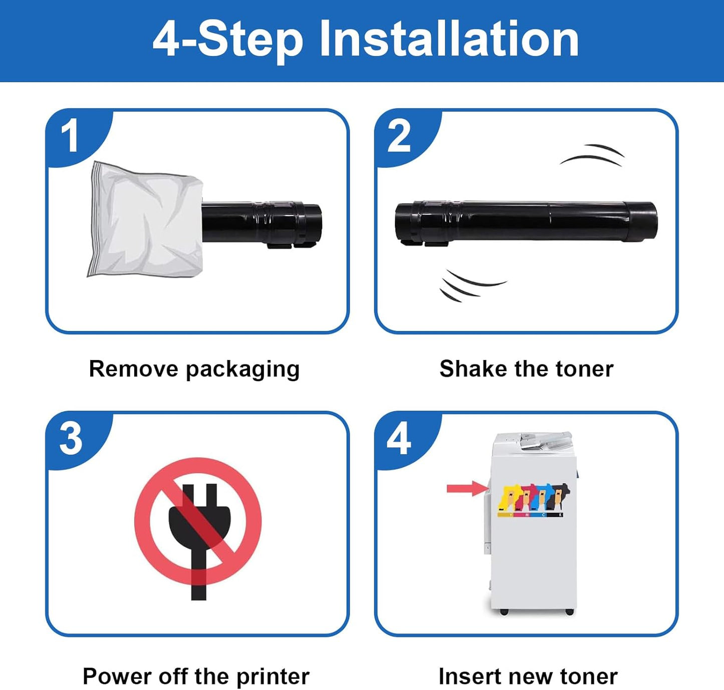 LEDES 7525 Toner Cartridge Compatible Replacement for Xerox WorkCentre 7830 7835 7845 7855 7970 7525 7530 7535 7545 7556 Printer(BK,M,C,Y)
