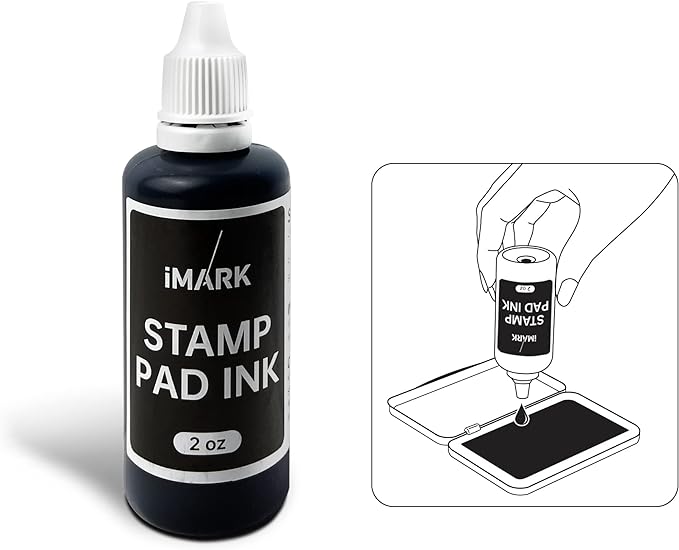 iMARK Premium Refill Ink for Self-Inking Stamps, Daters and Stamp Pads (2 oz, Black)