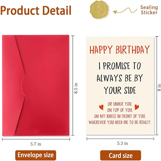 Funny Birthday Card for Him, Romantic Birthday Gift for Husband, Boyfriend, Fiance, Naughty Greeting Card for Men, 5x7 Inch with Envelope