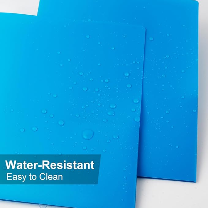 Plastic Folders with Pockets,2-Pocket Poly Folders Holds 8-1/2" x 11" Paper for School/Office/Home (Lake Blue, 6-Pack)