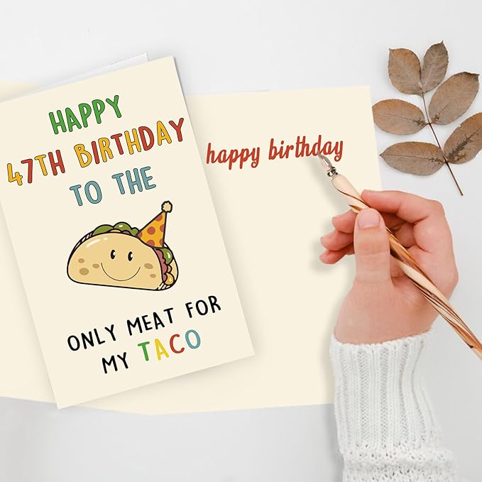 Funny 47th Birthday Card Gifts for Men, Happy 47th Birthday Decorations for Husband Him, Taco Gifts for 47 Years Old Bday Man, Cool 47 Mens Bday Ideas