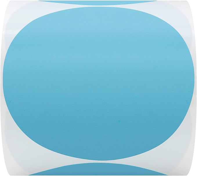 Hybsk 3 inch Circle Color Direct Thermal Stickers Shipping Labels for Barcodes,Name Tag,DIY Logo Design,Inventory– Compatible with Zebra,Rollo,Munbyn,and More-350 pcs (3 inch,Light Blue)