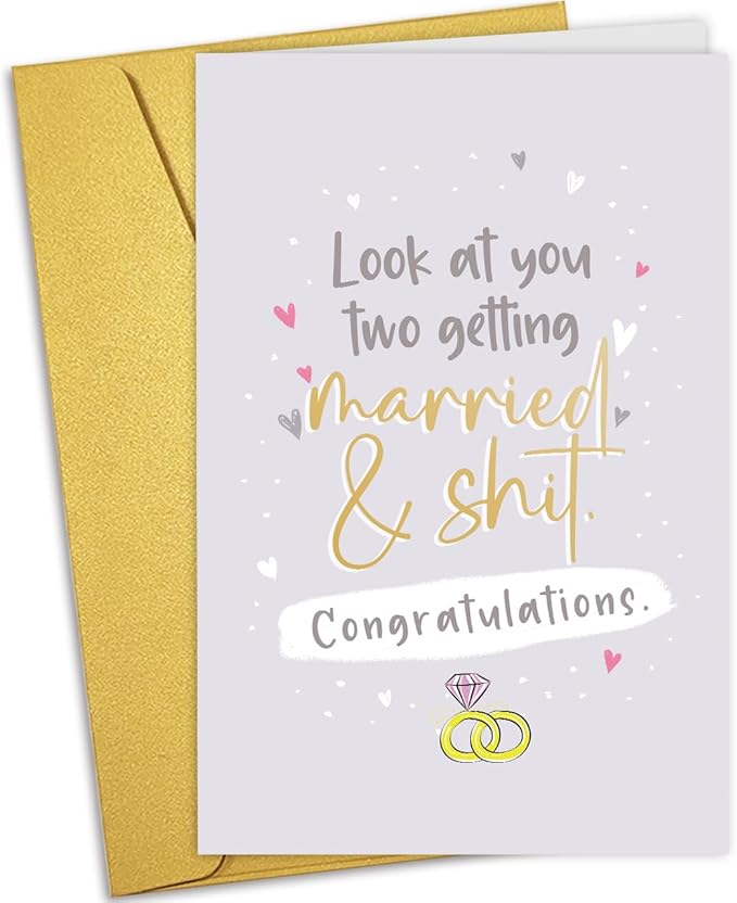 Nchigedy Funny Marriage Congratulations Card, Rude Engagement Card for Friend, Hilarious Wedding Card, Looking at you two get married