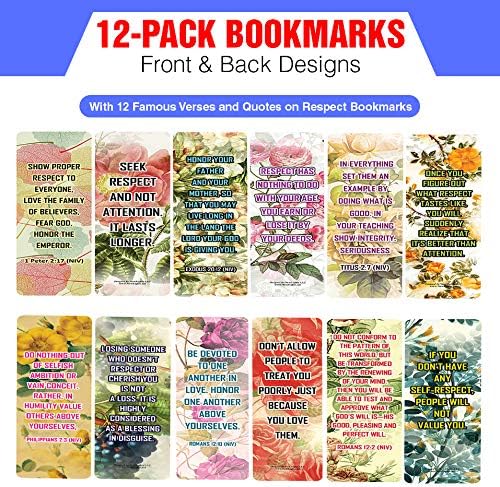 NewEights Famous Verses and Quotes on Respect (12-Pack) – Daily Motivational Card Set – Collection Set Book Page Clippers – Ideal for Church Events