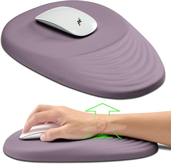 Hokafenle Ergonomic Mouse Pad Wrist Support, Terraced Slope Carpal Tunnel Wrist Pad for Mouse with Unibody Memory Foam, Wrist Rest Pain Relief Mousepad (Pale Purple, 11.8x7.9 in)