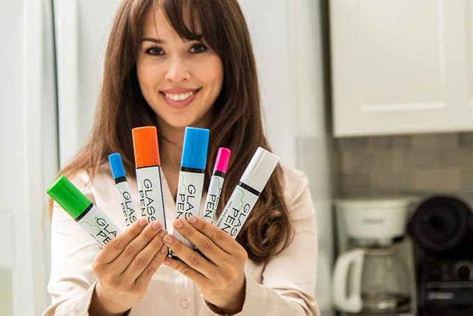 Glass Pen Window Marker: Liquid Chalk Markers for Glass, Car Marker or Mirror Pen with Washable Paint - Graduation Car Windows, Storefront Window, Wedding, Parade, Party & Holiday (Blue, Fine Tip)