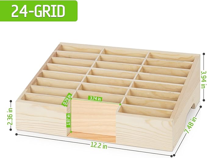 Wooden 24-Grid Cell Phones Storage Box Desktop Mobile Phone Holder Organizer for Office School Classroom (24-Grid)