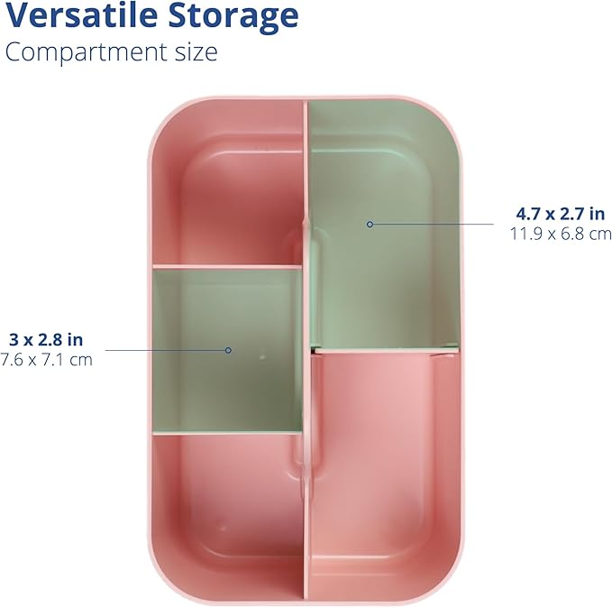 BLUE GINKGO Stackable Organizer Caddy – Korean-Made Portable Tote for Bathroom, Office, Crafts, or School Supplies (Rectangle, Pink)