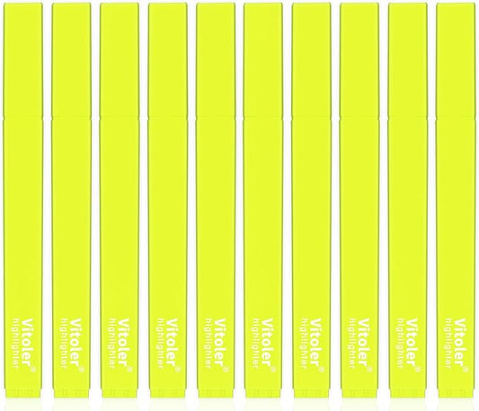 Vitoler Fluorescent Yellow Highlighters,10 Pack Bright Color Chisel tip Highlighters for Adults Kids in the Home School Office