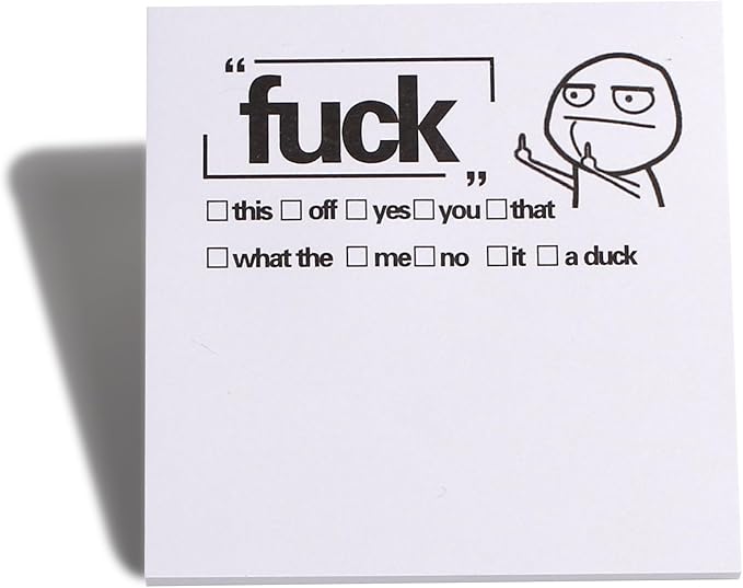 Fresh Outta Fucks Pad and Pen Funny Sticky Notes and Pen Set White Elephant Gift Novelty Pen Funny Desk Accessory Fun Gifts for Friends (B-Set 2 Pen+4 Notes)