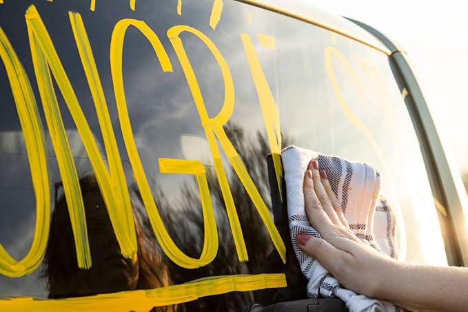 Glass Pen Window Marker: Liquid Chalk Markers for Glass, Car Marker or Mirror Pen with Washable Paint - Graduation Car Windows, Storefront Window, Wedding, Parade, Party & Holiday (Black, Fine Tip)