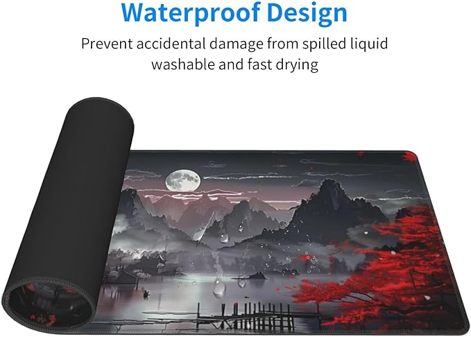 Extended Gaming Mouse Pad, Large Gaming Mouse Waterproof with Stitched Edges, Non-Slip Desktop Pad for Home and Office, Level Up Your 31.5x11.8 Inch… (Japanese Style)