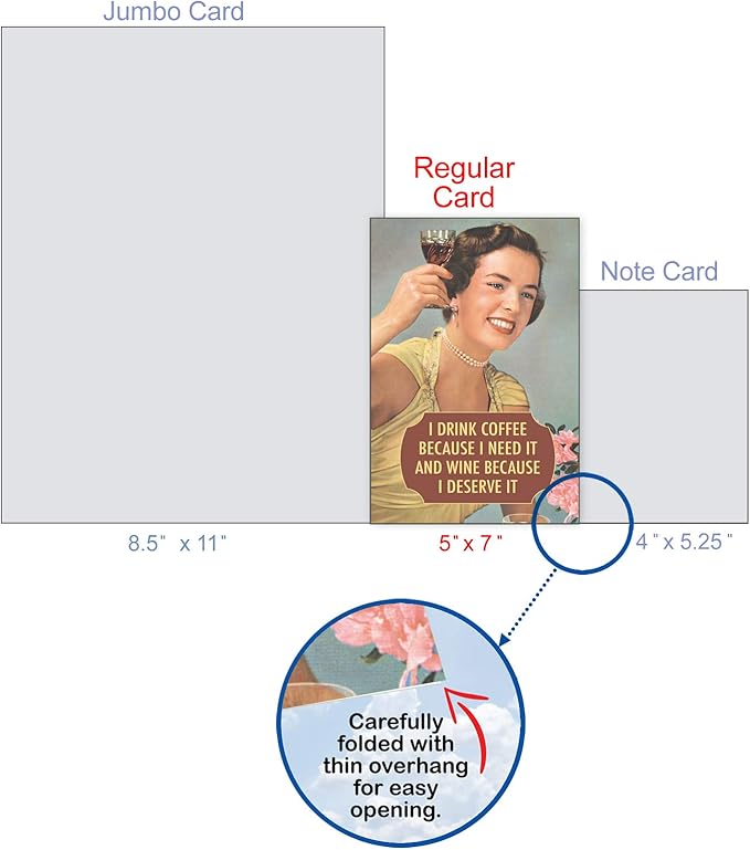 NobleWorks Funny Birthday Greeting Card with 5 x 7 Inch Envelope (1 Card) Bday Drink Coffee and Wine 4077