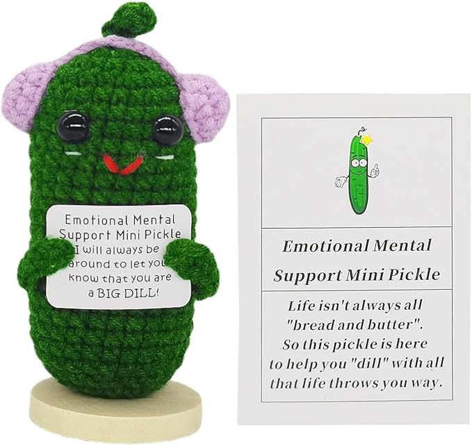 Funny Crochet Pickles 1 Pcs with Affirmations Cards for Inspirational Novelty Good Luck Gifts and Party Decorations(KK-CKD04-ppep)
