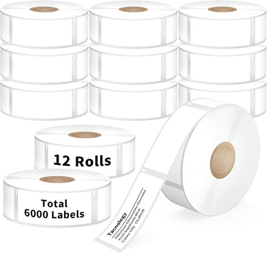 12 Rolls Direct Thermal Labels Compatible DYMO 30336 1" x2-1/8 Address & Barcode Labels, 6000Pcs Multipurpose Replacement for DYMO Label Writer 450, 450 Turbo, 4XL & Zebra Desktop Printers