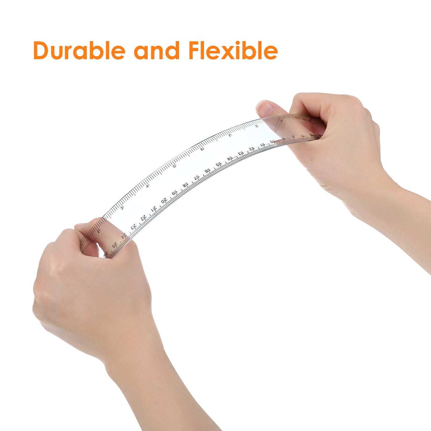 Eboot 50 Pack 12 Inch Rulers Bulk Clear Plastic Ruler Measuring Tool for Kids Student School Office