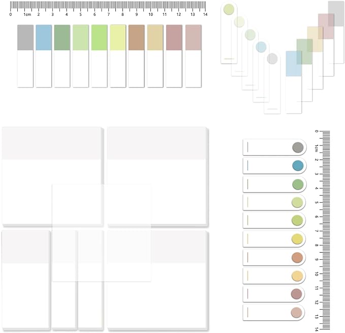 BAYTORY 700 Sheets Transparent Sticky Notes, Clear White Waterproof 3 x 3 inch See Through Memo Pad, Self-Adhesive Translucent Writable Index Tabs for Annotating Book, Office & School Study Supplies