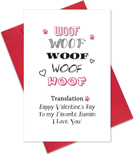 Ogeby Funny Dog Valentines Day Card, Cute Valentines Day Cards Gifts for Dog Lover, Humor Valentines Gifts from Dog, to My Favorite Human I Love You