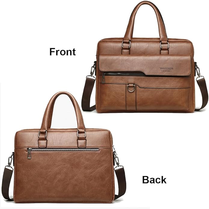 Mens Messenger Bag Leather 15.6 Inches Laptop Briefcase Large Laptop Bag Satchel Crossbody Bag