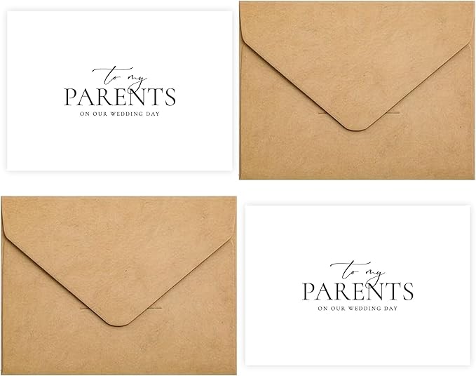 Set of 2 Wedding Day Card for Parents, Parents Of The Bride/Groom Gifts, To My Parents On Our Wedding Day.（Parents A）
