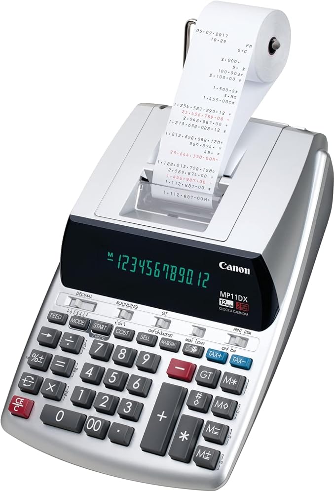 Canon Office Products 2198C001 Canon MP11DX-2 Desktop Printing Calculator with Currency Conversion, Clock and Calendar